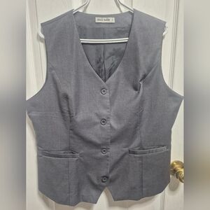 Grace Karin Charcoal Button-Front Vest. Immaculate, Worn Twice.